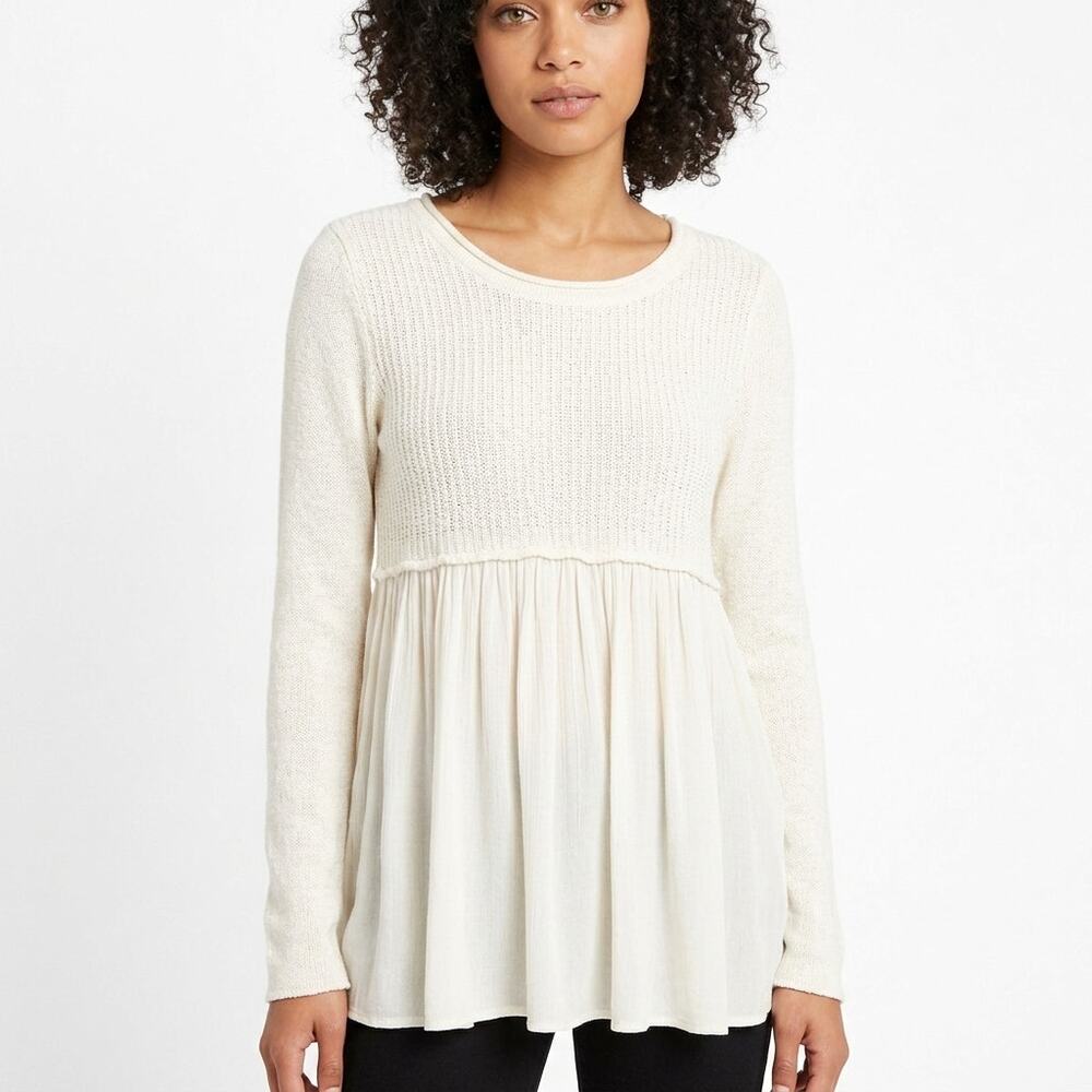 KIMCHI BLUE Off-White Lightweight Top Women Long Sleeve Knit Size S